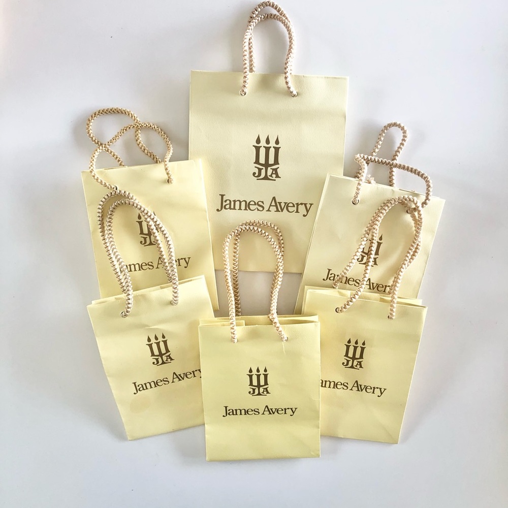 James Avery Gift Bag Set (6pc) - 1 Medium, 5 Small - Gold & Yellow Packaging
